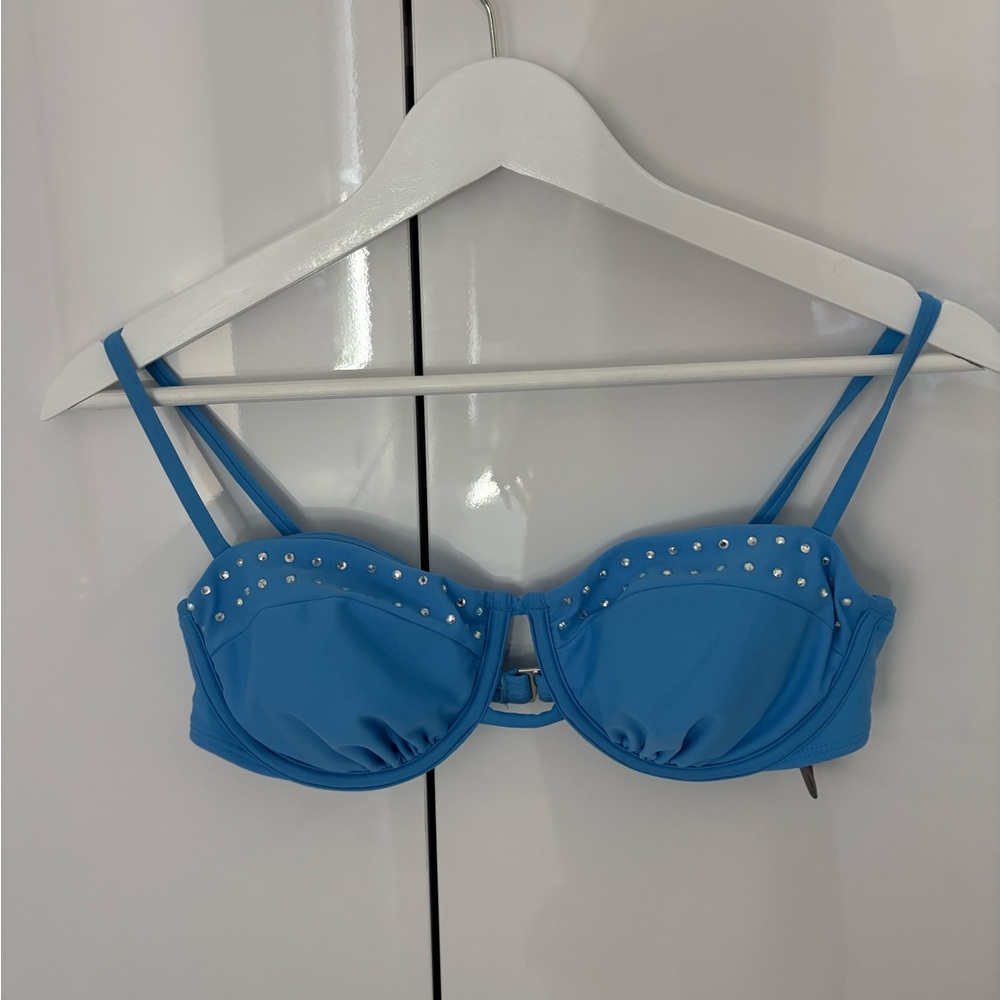 No Boundaries Blue Studded Balconette Bikini Top